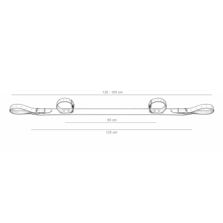 Wymiary pasa skórzanego na kostki PU-H-K – schemat (125 cm, 6,5 cm, obejma 16–32 cm)