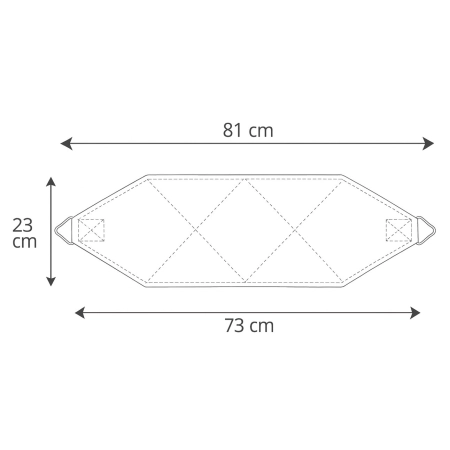 Wymiary podwieszki pod miednicę zmywalnej KC-08 – 81×23 cm (materiał 73 cm)