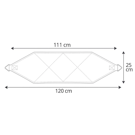 Wymiary dużej podwieszki pod miednicę zmywalnej KC-08 XL – 120×25 cm (111 cm materiał)