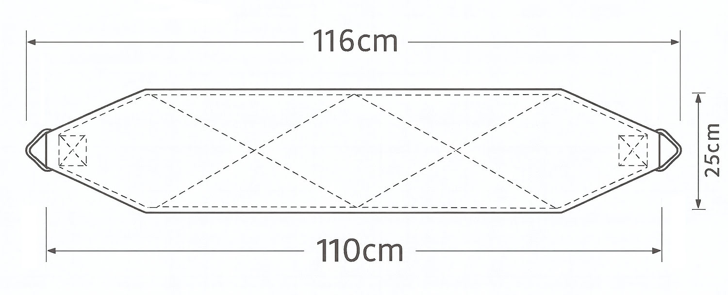 Wymiary dużej podwieszki pod miednicę KC/08 DUŻA XL 110×25 cm Wymiary dużej podwieszki pod miednicę KC/08 DUŻA XL 110×25 cm